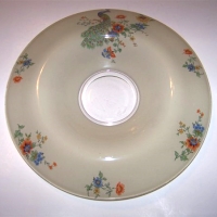 Unknown Rolled Edge Bowl w/ Peacock and Flowers Decal
