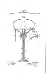 Heisey #  21 Aristocrat Electro-Portable Lamp Patent 1150391-1