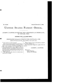 Heisey #1776 Kalonyal Bowl Design Patent D 37203-2
