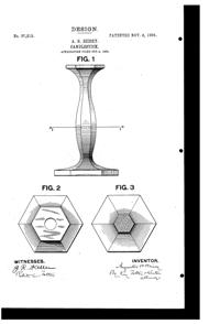 Heisey #   5 Patrician Candlestick Design Patent D 37213-1