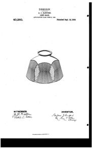 Heisey Light Fixture Shade Design Patent D 40260-1