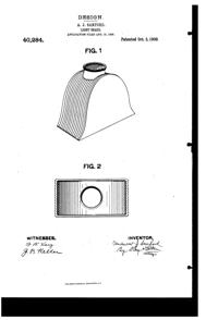Heisey Light Fixture Shade Design Patent D 40284-1