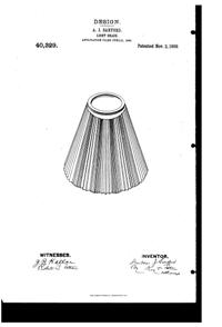 Heisey Light Fixture Shade Design Patent D 40329-1