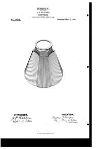 Heisey Light Fixture Shade Design Patent D 40332-1