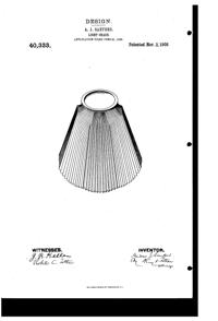 Heisey Light Fixture Shade Design Patent D 40333-1