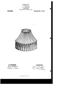 Heisey Light Fixture Shade Design Patent D 40334-1