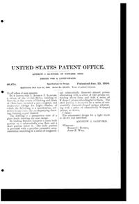 Heisey Light Fixture Shade Design Patent D 40474-2