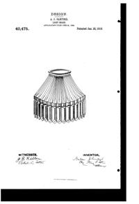 Heisey Light Fixture Shade Design Patent D 40475-1