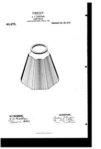 Heisey Light Fixture Shade Design Patent D 40476-1
