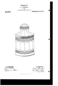 Heisey # 433 Grecian Border Jar Design Patent D 40837-1