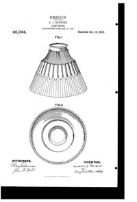 Heisey Light Fixture Shade Design Patent D 40944-1