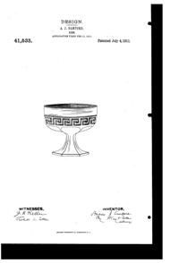 Heisey # 433 Grecian Border Sherbet Design Patent D 41533-1