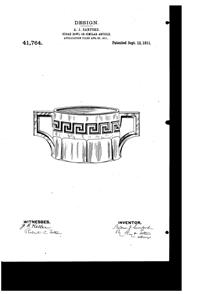Heisey # 433 Grecian Border Sugar Design Patent D 41764-1