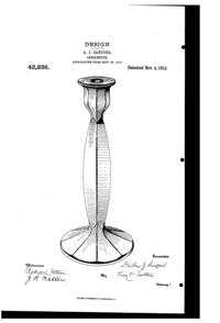 Heisey #  29 Sanford Candlestick Design Patent D 43236-1