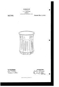 Heisey # 429 Plain Panel Recess Tumbler Design Patent D 43703-1