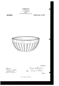 Heisey # 393 Narrow Flute & # 393½ Narrow Flute Bowl Design Patent D 43852-1