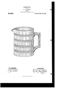 Heisey # 451 Cross Line Flute Jug Design Patent D 45489-1