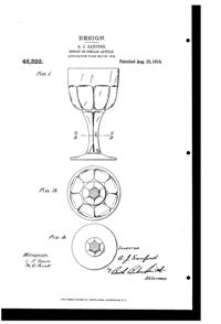 Heisey # 394 Narrow Flute Goblet Design Patent D 46322-1