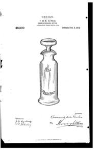 Heisey #5031 Oil & Vinegar Bottle Design Patent D 46500-1