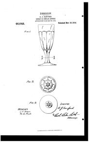 Heisey # 394 Narrow Flute w/ Rim Goblet Design Patent D 46642-1