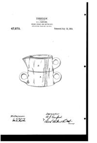 Heisey #1184 Yeoman Creamer, Sugar, & Butter Set Design Patent D 47573-1