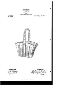 Heisey # 465 Recessed Panel Basket Design Patent D 47736-1