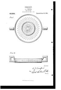 Heisey # 473 Narrow Flute w/Rim Tray Design Patent D 49224-1