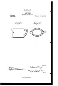 Heisey #1183 Revere Creamer Design Patent D 52572-1