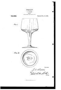Heisey #3301 Clarence, #3313 Budapest, & 3315 Polonaise Goblet Design Patent D 52622-1
