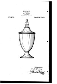 Heisey #1183 Revere Candy Jar Design Patent D 57275-1