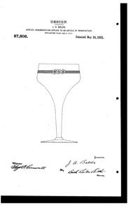 Heisey # 387 Augusta Etch on #3313 Budapest Goblet Design Patent D 57806-1