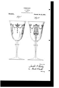 Heisey # 413 Renaissance Etch on #3333 Old Glory Goblet Design Patent D 59451-1