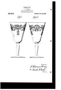 Heisey # 431 Victory Etch on #3335 Lady Leg Goblet Design Patent D 59474-1
