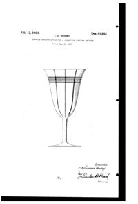 Heisey #  46 Weaver's Stripe Etch on #3311 Velvedere Goblet Design Patent D 61952-1