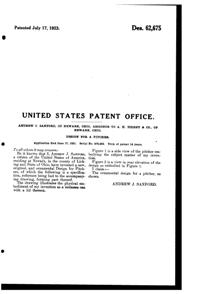 Heisey # 371 Jug Design Patent D 62675-2
