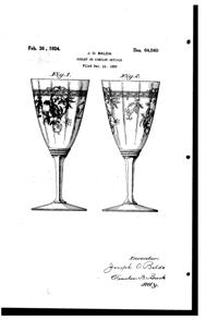Heisey # 440 Frontenac Etch on #3350 Wabash Goblet Design Patent D 64040-1