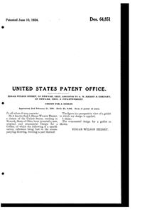 Heisey # 417 Double Rib & Panel Goblet Design Patent D 64851-2