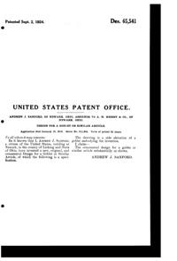 Heisey #3334 Sexton Goblet Design Patent D 65541-2