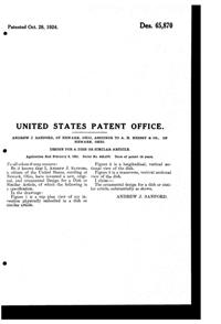 Heisey #1189 Yeoman Platter Design Patent D 65870-2