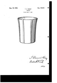 Heisey # 411 Tudor Variant Tumbler Design Patent D 66233-1