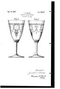 Heisey # 439 Pied Piper Etch on #3350 Wabash Goblet Design Patent D 66547-1