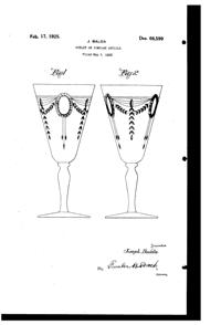 Heisey # 674 Adam Cut on #3335 Lady Leg Goblet Design Patent D 66599-1