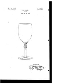 Heisey #3357 King Arthur Goblet Design Patent D 67658-1