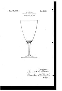 Heisey #3350 Wabash Goblet Design Patent D 69434-1