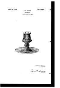 Heisey # 112 Mercury Candlestick Design Patent D 70558-1