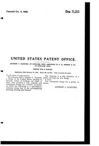 Heisey #3331 Statuesque Goblet Design Patent D 71213-2