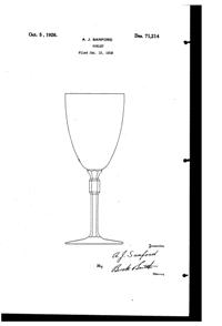Heisey #3332 Six Side Goblet Design Patent D 71214-1