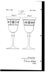 Heisey # 657 Liberty Cut on #3333 Old Glory Goblet Design Patent D 71379-1