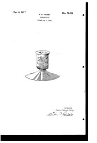 Heisey # 116 Oak Leaf Candlestick Design Patent D 74012-1