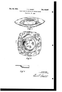 Heisey #1401 Empress Plate Design Patent D 82887-1